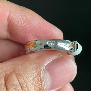 4mm heart zirconia titanium woman ring size 7